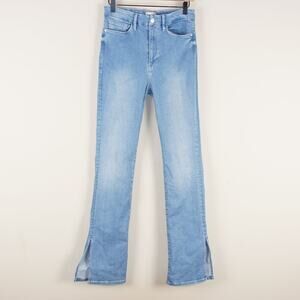 Frame Super High Mini Boot Light Wash Danbury Blue Split Hem Jeans Sz 28